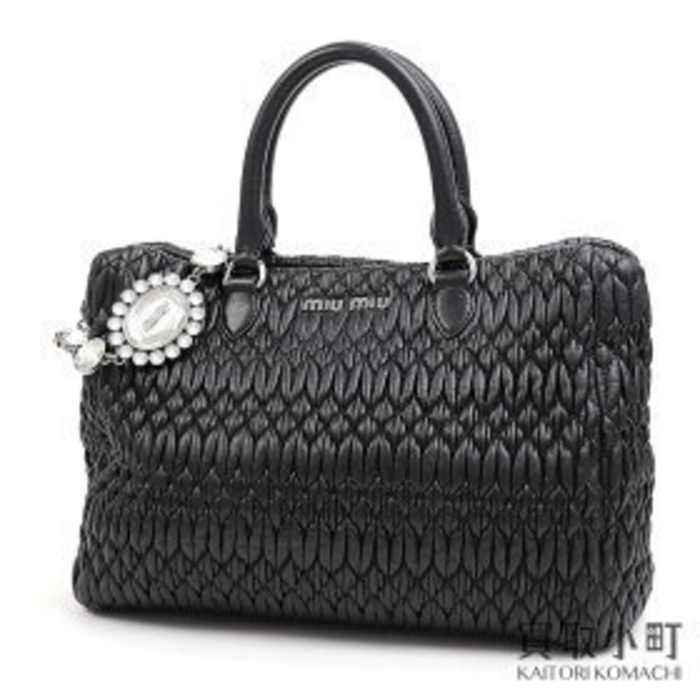 Miu Miu Nappa Crystal Leather Lambskin Jeweled Chain Rhinestone Cloque Matelasse